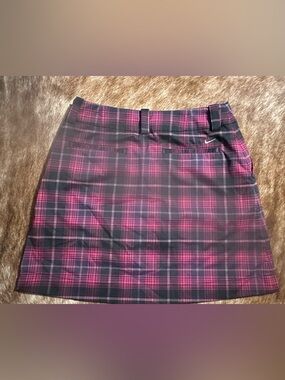 Nike Pink and Black Plaid Dri-Fit Golf Skort